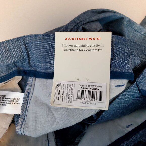 Cat & Jack Boys Slim Fit Adjustable Waist Pants L Blue Cotton Blend Front pocket - Picture 4 of 9